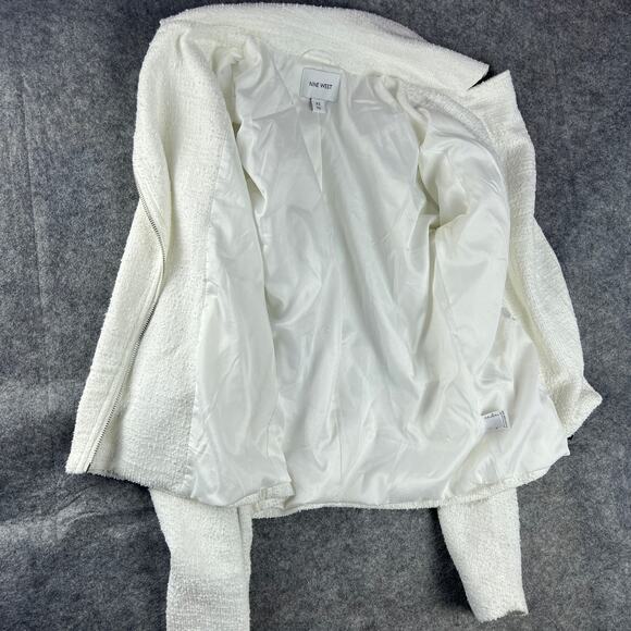Nine West White Textured Knit Moto Jacket Size XS - Picture 3 of 5